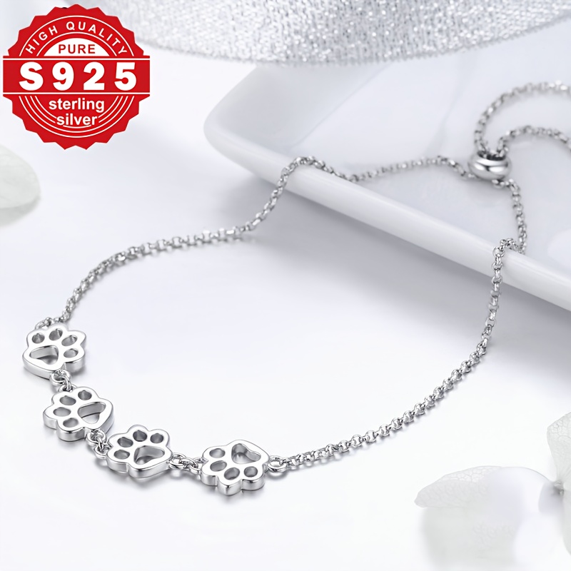 s925 Pure Silver Bracelet with Sweet Footprint Design
