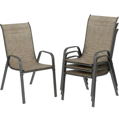 stackable garden dining chairs set of 4 outdoor patio chairs with high back breathable seat and for garden balcony backyard