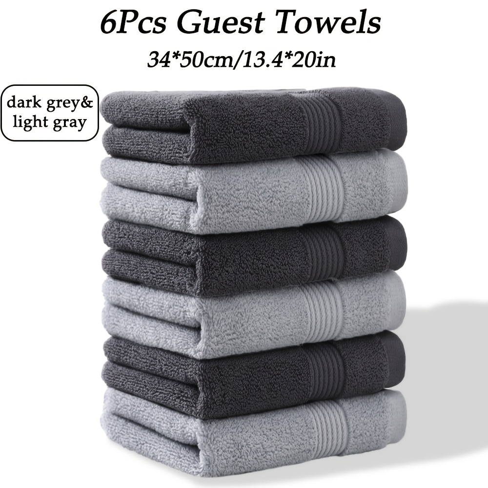 Image of 6pcs Cotton Hand Towels, 34 X 50cm/13.4 X 20in, Solid Color Guest Towels, 500gsm, Hanging , Absorption, Fitness Sweat Wipe, Multi- Availability, For Bathroom, Shower, Gym And Spa