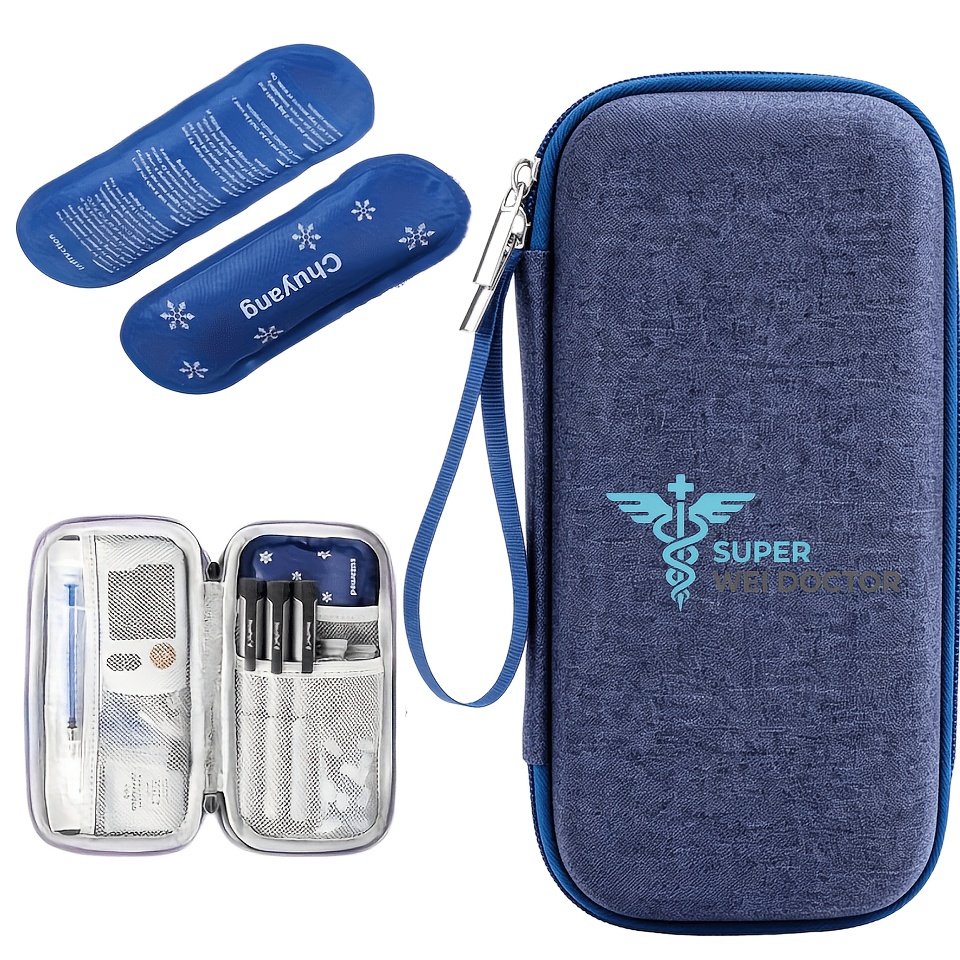 Image of Travel Case For Insulin, Featuring Eva Insulation, Includes 2 Ice Packs For Diabetes Care, Designed To Hold Insulin Pens And Diabetes Supplies. (note: Only Insulin Packs And Ice Packs Are Included