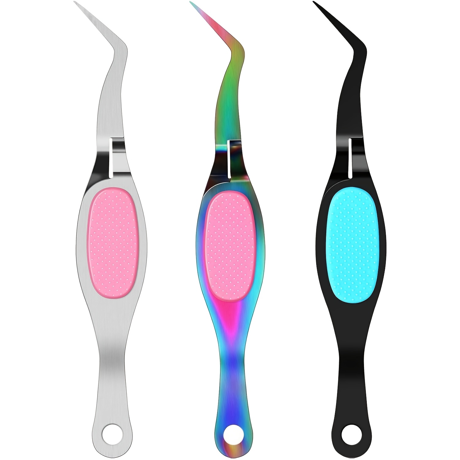 TEMU 3pcs Reverse Tweezers, Manual Tweezers, Precision Bent, Straight Fine Tip Tweezers, Suitable For Handcrafts, Jewelry Beading, Electronics, (bent