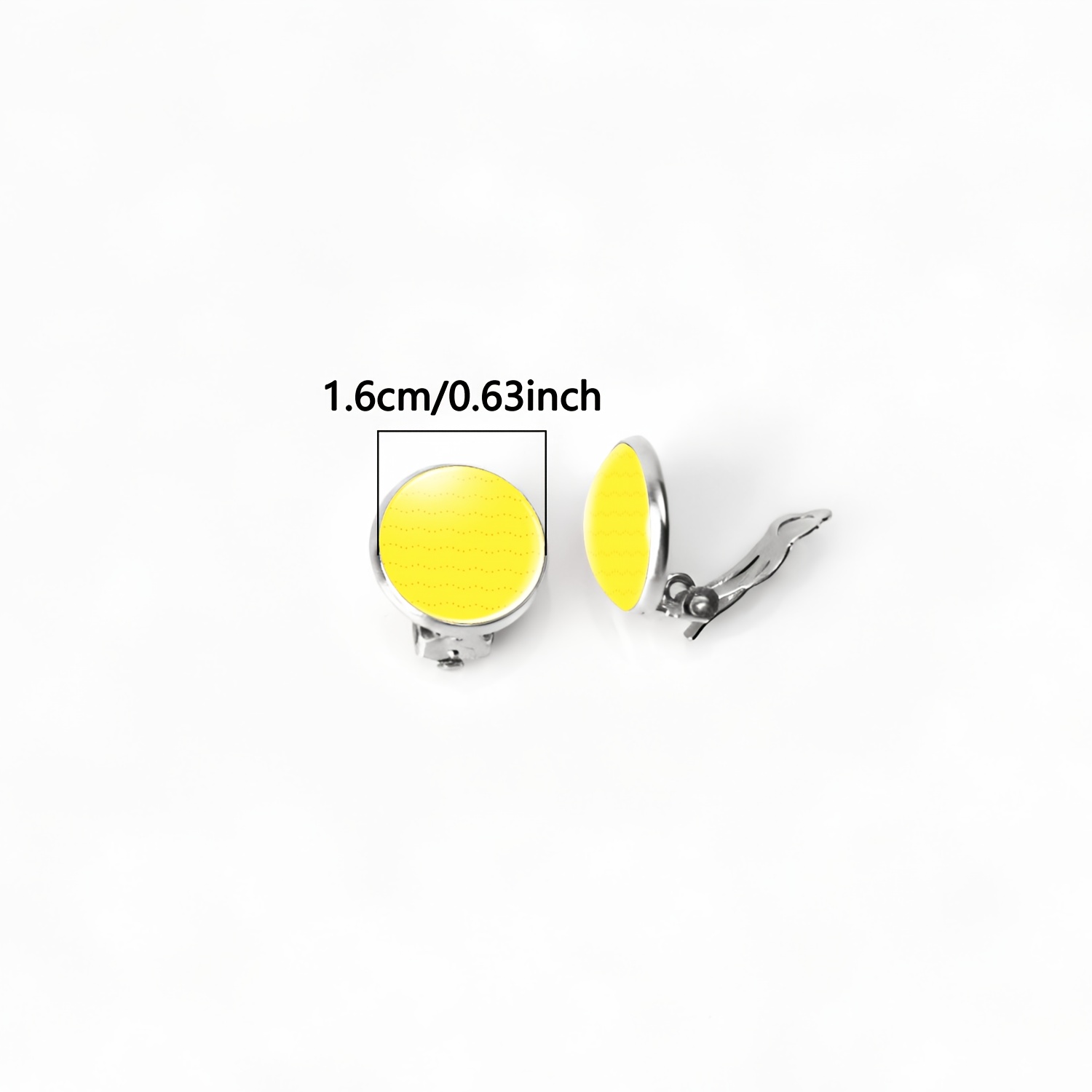 2pcs No-Piercing Circular Glass Face Earrings Set for Women