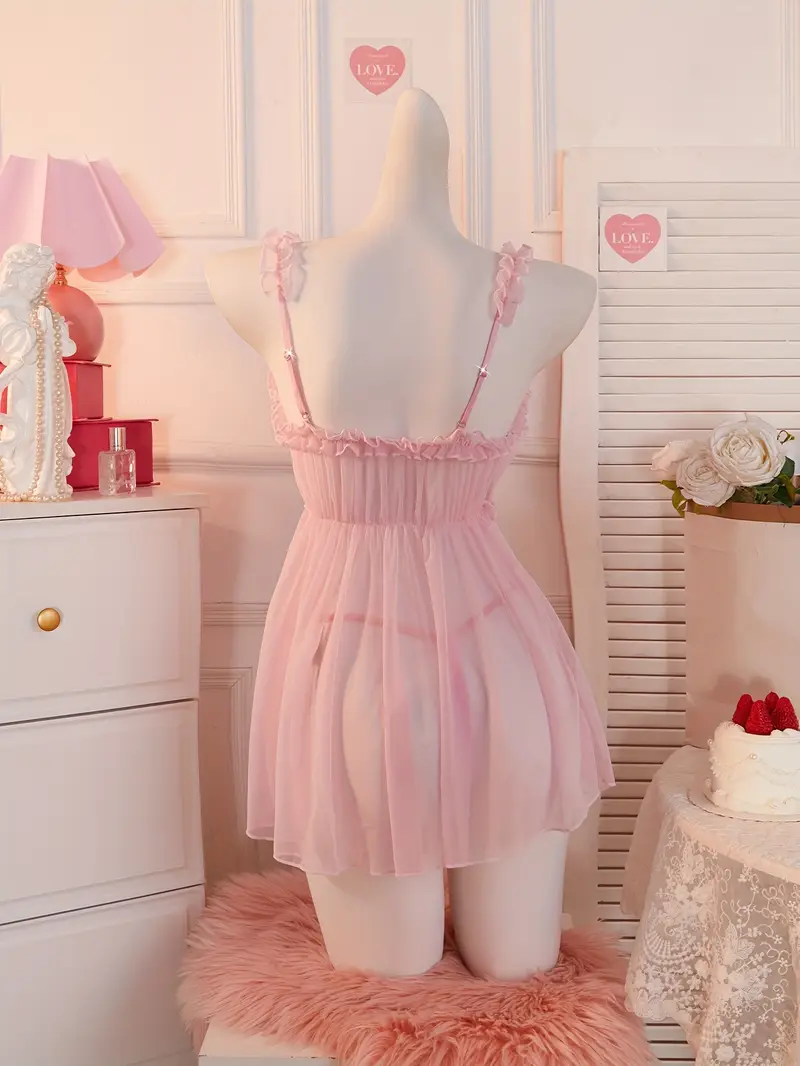 cute lingerie dress Sheer Fur-Trimed Butterfly Babydoll Pink / M perfect for spicing up your intimate wardrobe Cute Bear Lingerie Dress for