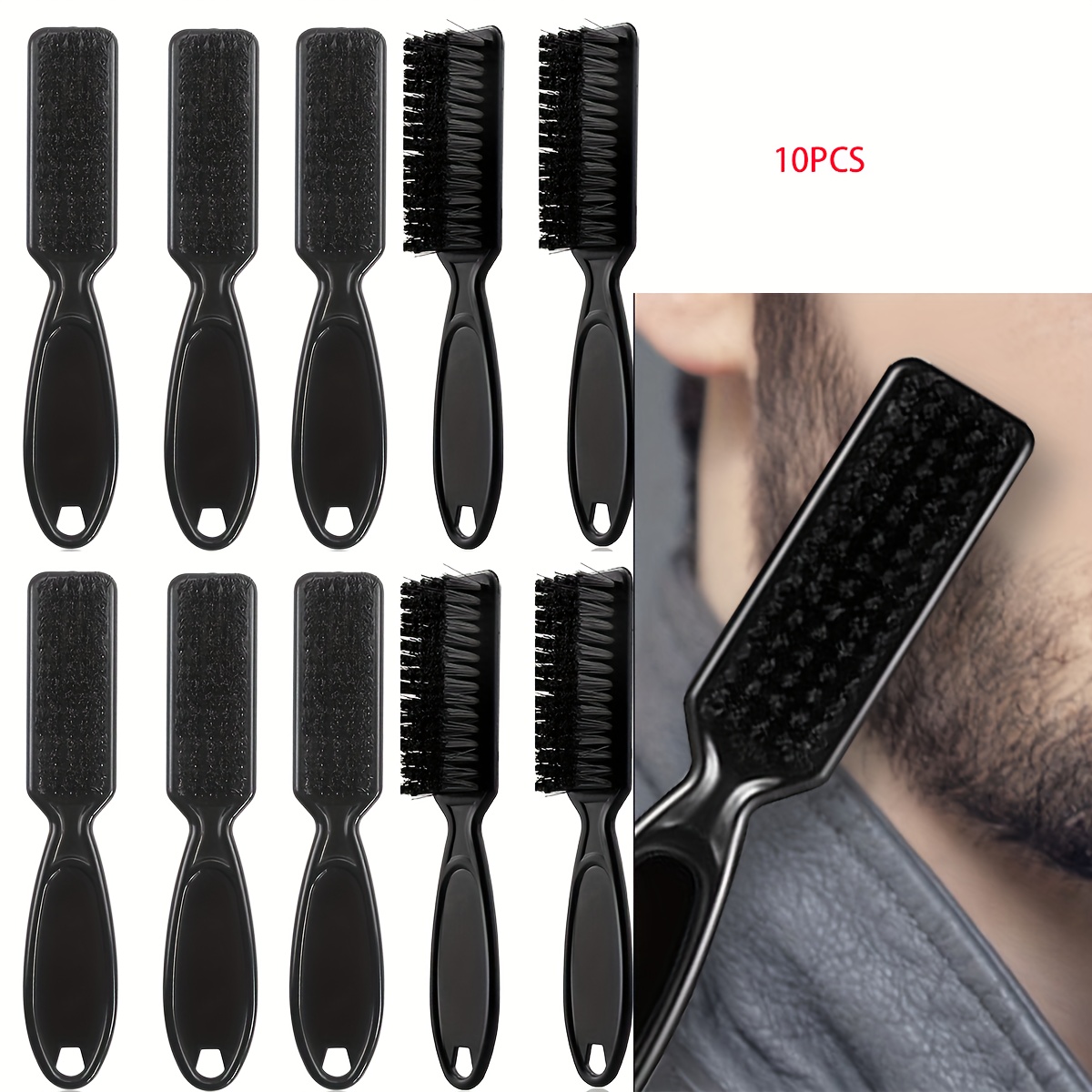 

10pcs Beard And Hair Brushes For Men - Plastic Bristles For Dry Hair, Abs Plastic Handle - Grooming And Styling Brushes For Hair And Beard Cleaning