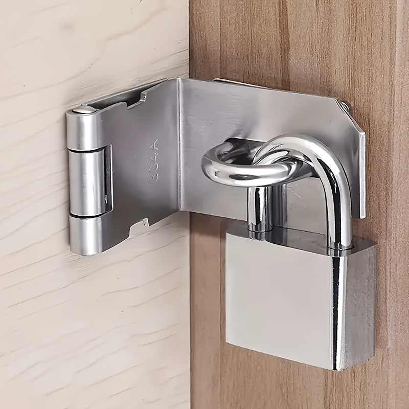 a set of 304 stainless steel hasp lock door lock kit 90 degree right angle hasp lock suitable for multiple   easy and convenient durable   security safety   suitable for sliding doors warehouse doors