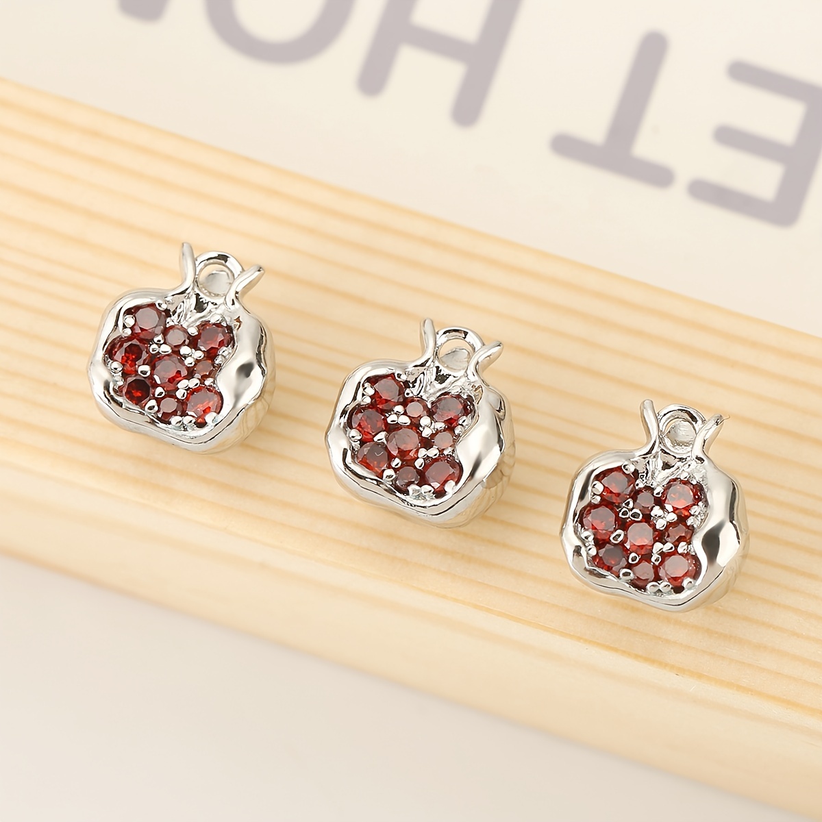 TEMU 3pcs, Europe And The United States Ins Temperament Simple Personality Geometric Pomegranate Copper-plated Pendant Diy Jewellery Accessories
