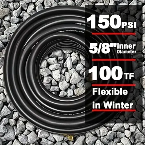 100ft 5 8 heavy duty flexible durable rubber garden hose with brass fittings kink free leakproof for gardening agriculture car washing black Product details 1