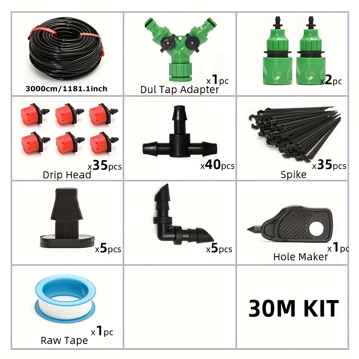 Pawfly 30M Drip Irrigation Kit With 4-6MM Tubing Drippers And