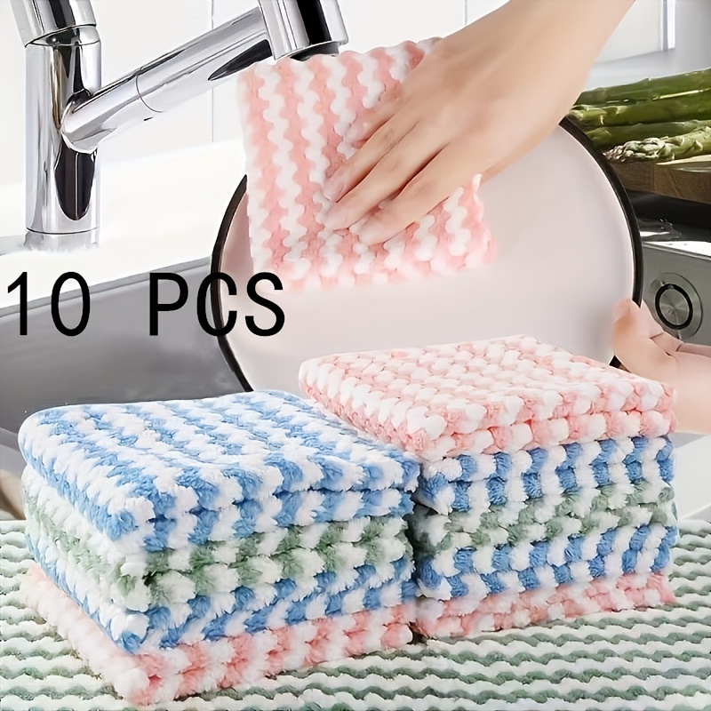 TEMU 10 Microfiber Cleaning Cloths, Durable And Suitable For Kitchens, Bathrooms, And Featuring Bohemian Style Patterns - Easy To Clean And Reusable, Kitchen Towels