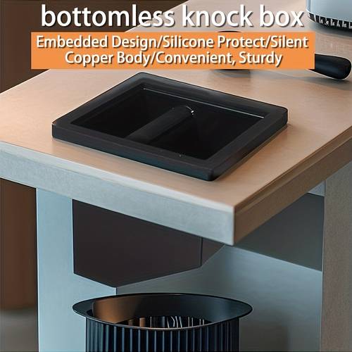 embedded coffee tamping counter stainless steel waste bin with silicone noise reducing container for coffee shops countertop bottomless box