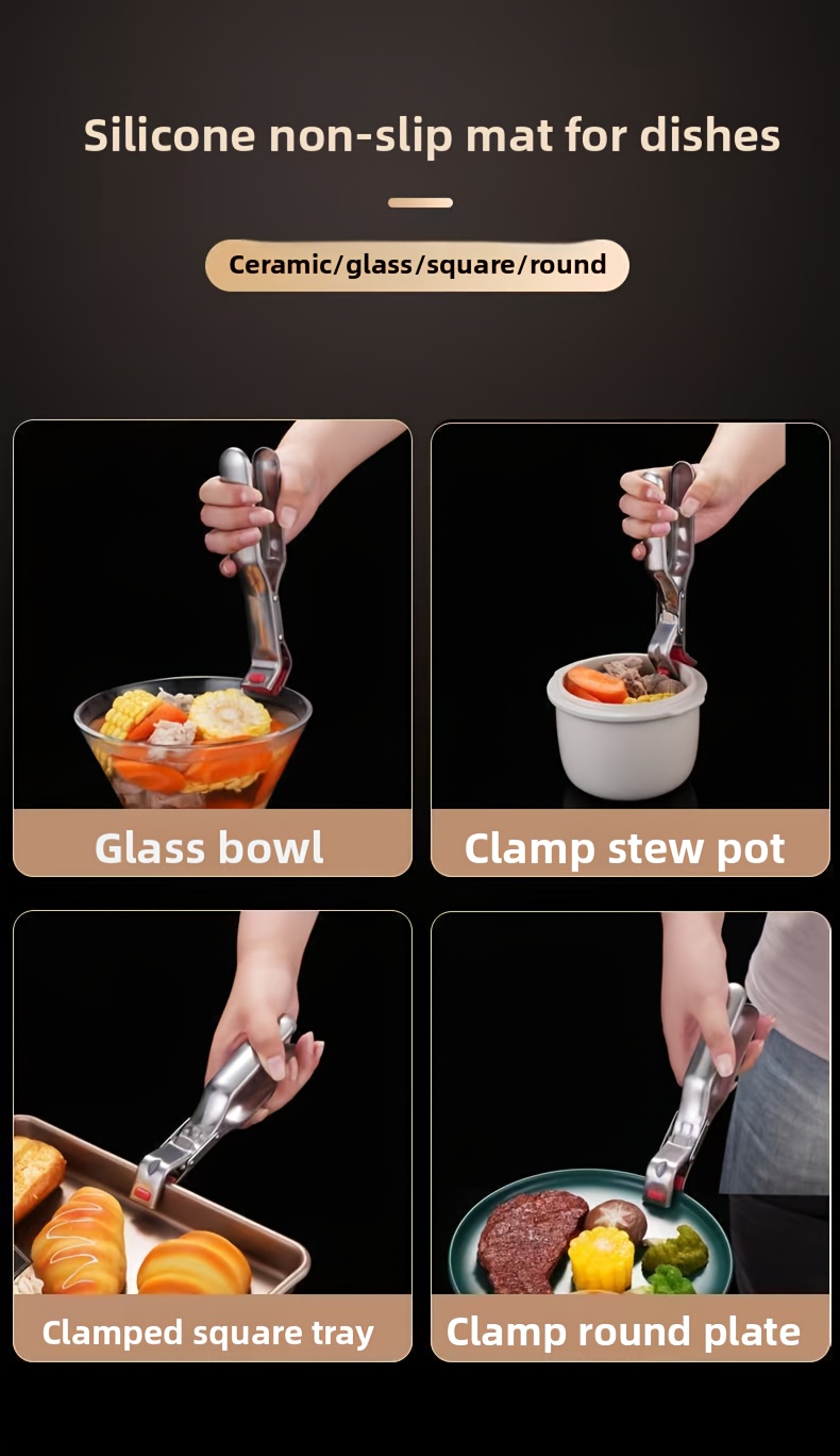 [Anti-Scald Clip] Heavy-Duty Stainless Steel Anti-Scald Clip Compatible for Air Fryer, & Steamer - Heat-Resistant Kitchen Tool with Non-Slip Bowl/Plate Grabber, Steaming Clip - for Hot Pots/Pans, - Utensil (410 Stainless Steel)