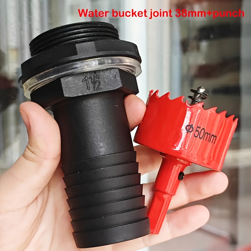 Plastic Bucket Connector, Base Adapter, 38mm Outlet Size With Hole Punch