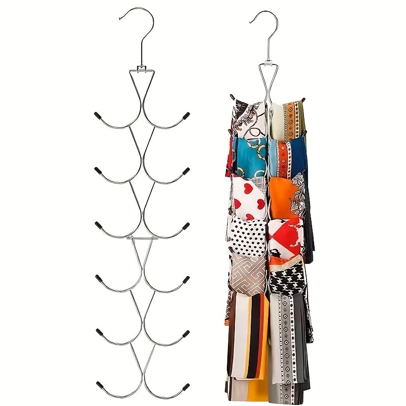 12pcs Scarf Hanger Set, Bag Hanger With 360-degree Swivel Hooks, Scarf Organizer, Tie Hanger, For Scarf, Shawl, Tie, Belt, Bag And Baseball Cap Hanger, In White And Silvery.