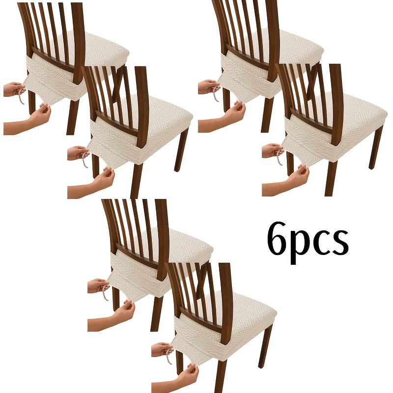 TEMU 6pcs/rigwarl 4pcs Suitable For Dining Chairs Stretch Cover With Elastic Band Closure, Removable Seat Cushion Protectors, Washable Modern Chair