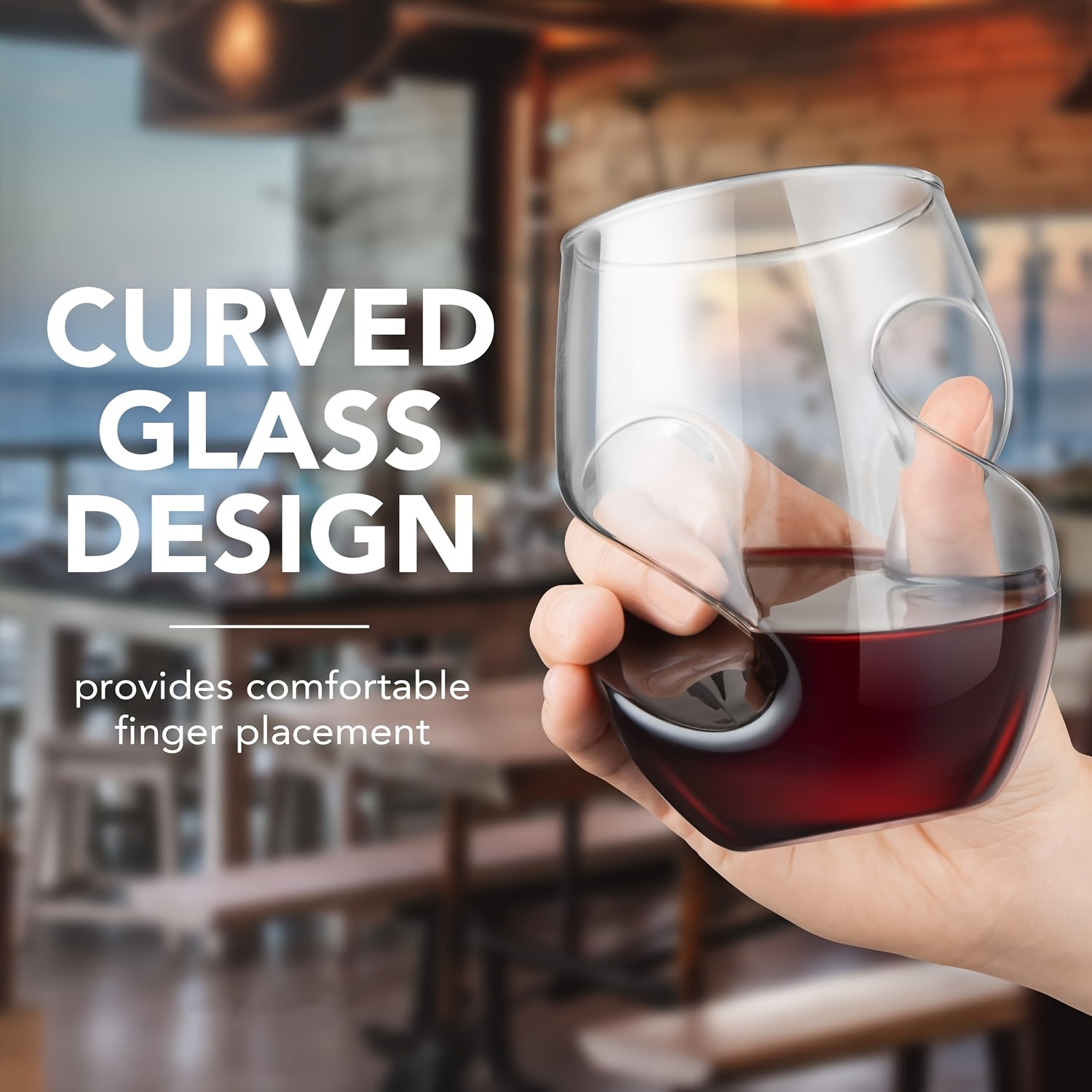Four Novelty Glass Cups, 16Oz, Comfortable to Hold, Elegantly Curved, Made of High Borosilicate Glass, Suitable for Champagne, Red Wine, Mojito, Perfect for Weddings, Parties, Iced Coffee, Juice, Cocktails, Whiskey, And As Gifts for Others