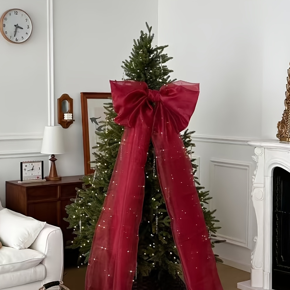 TEMU 1pc Large Burgundy Bow Decoration Suitable For Valentine's Day, Christmas, Weddings, Birthdays - Elegant Modern Bow With Feathers-free For