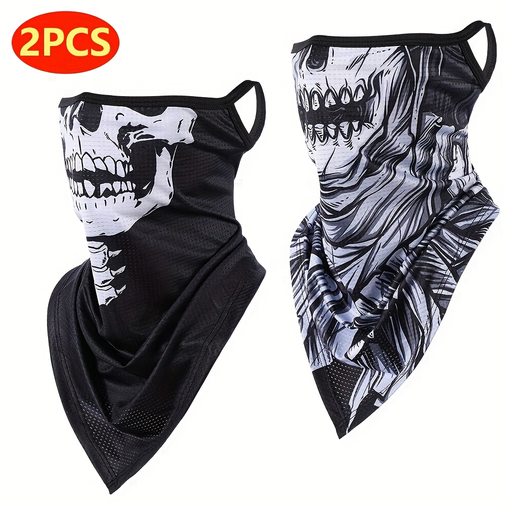 Image of 2pcs Axbxcx Ice Cooling Breathable Neck Gaiter Ear Hanging Mask Lightweight For Cycling, Running, Fishing, Halloween Cosplay