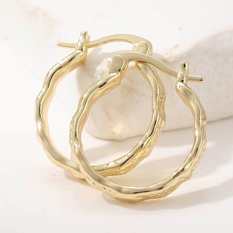 Women's Small Hammered Golden Hoop Earrings