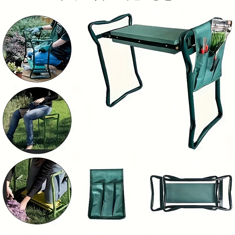

Folding Stool, Garden Flower Planting Grass Belt Tool Bag Camping Outdoor Portable Garden Stool