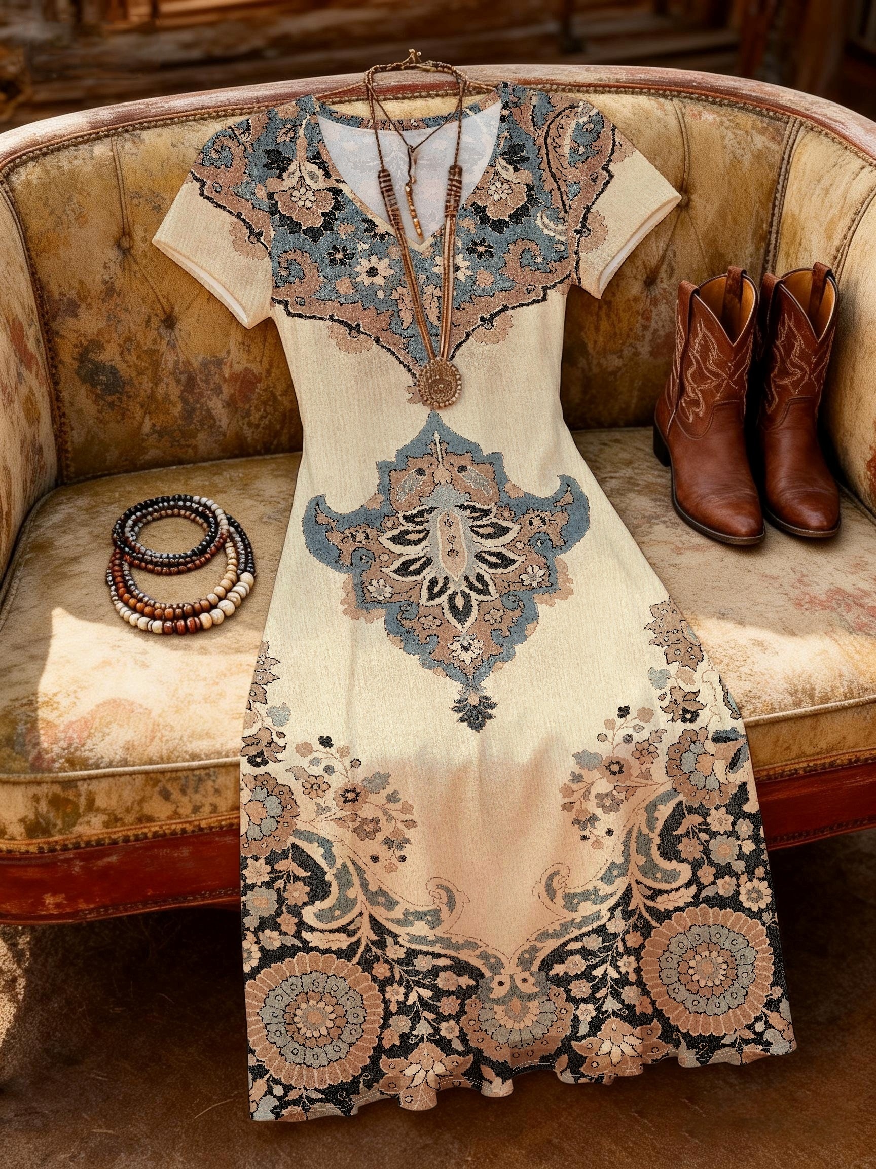 womens printed a line dress elegant for parties and casual wear suitable for spring summer autumn daily and formal occasions v neck casual dress with all  