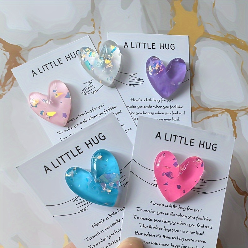 

5-piece Set Acrylic Heart-shaped Pocket Hug Cards With , Resin Enclosure Cards For Birthday, Wedding, Christmas, Valentine's Day - Thoughtful Keepsake For , Fits All 14+