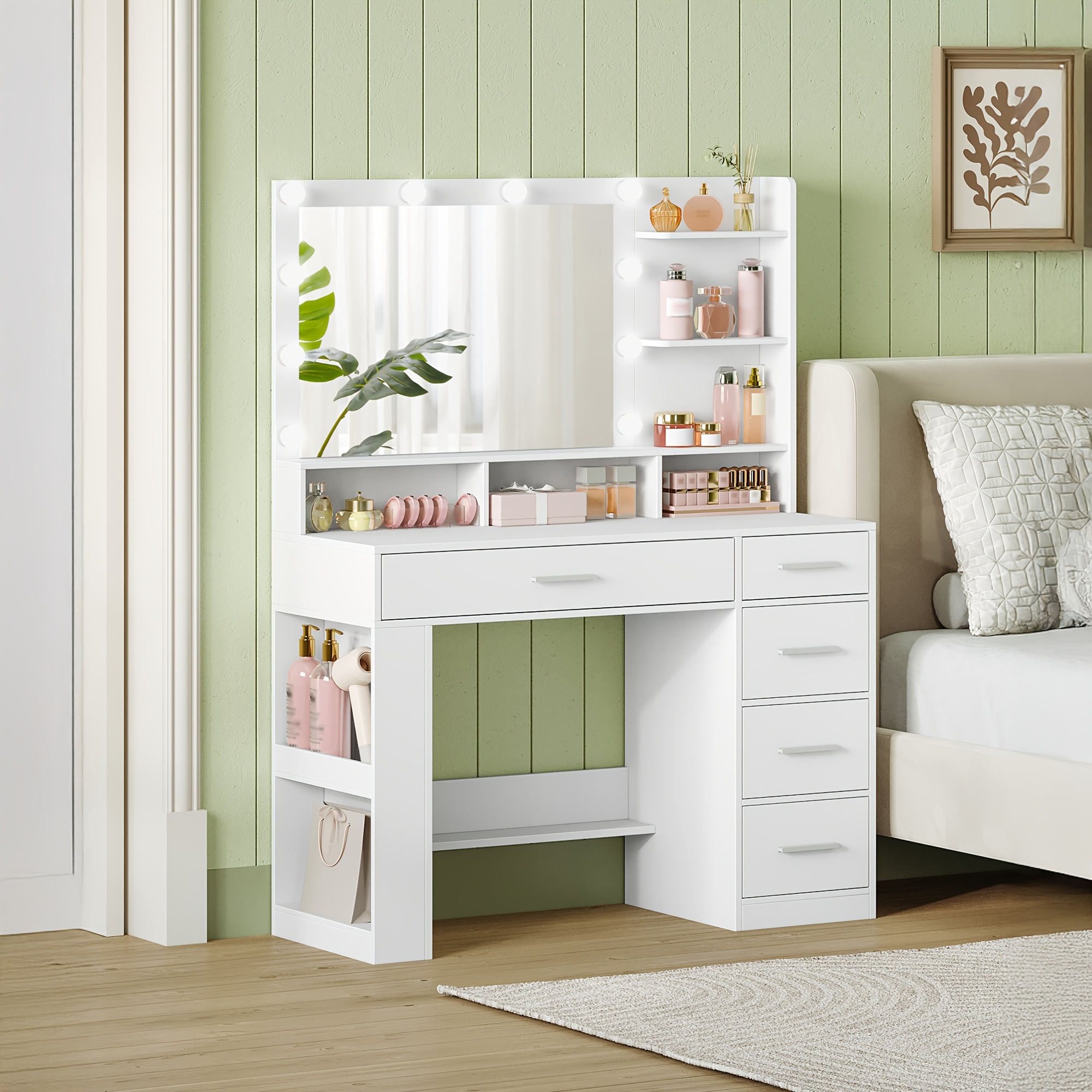 Dressing Table with Large HD Mirror and LED Lighting