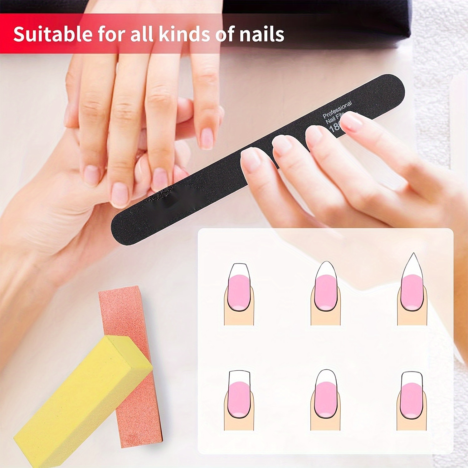 

Nail File And Scrub Bar Nail Care Set, Nail File 8 And Rectangular Tool Gravel 8, Used For Nail And Daily Nail Care