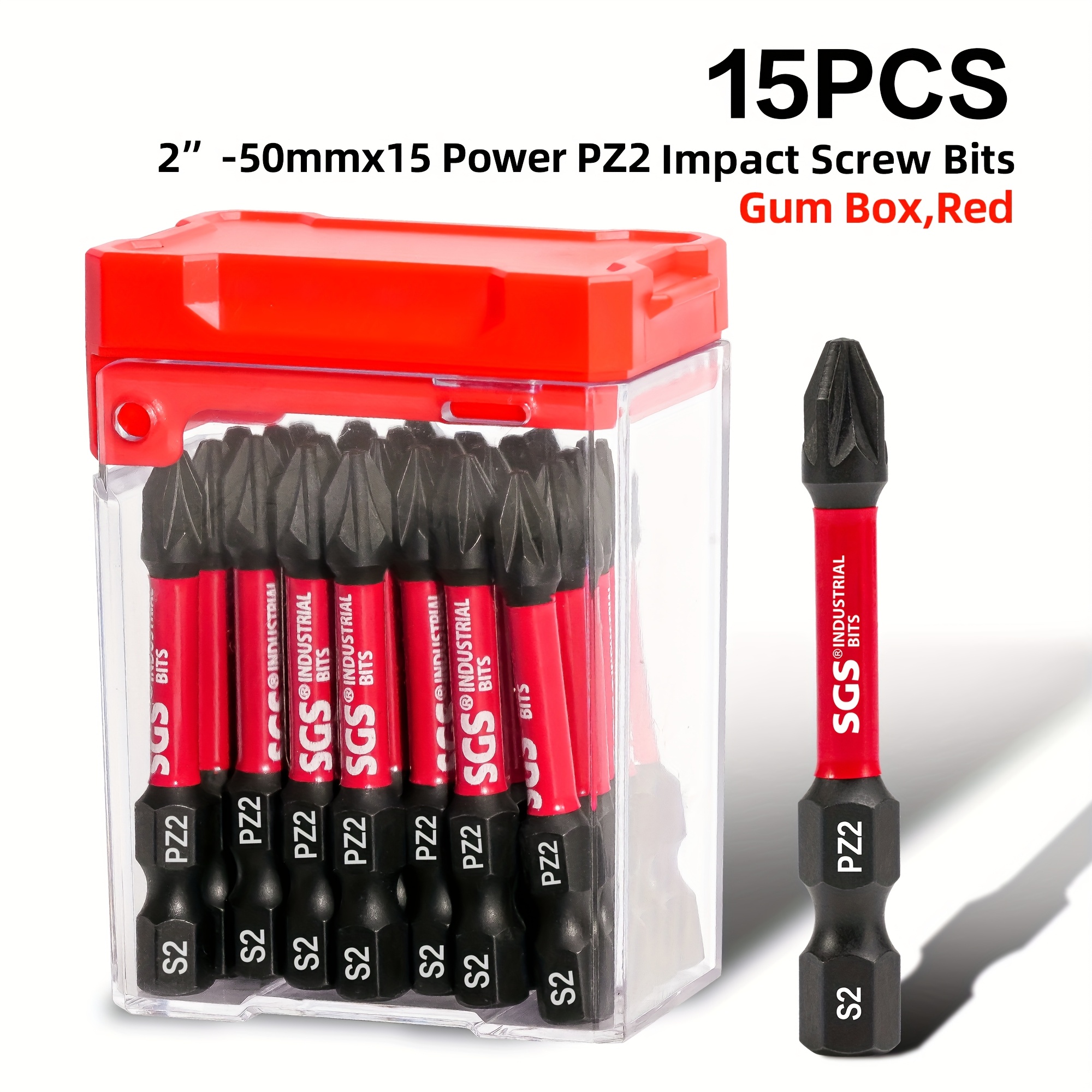 E-shop 15-teiliges 50mm/2-Zoll-Schraubendreher-Set, PZ2 Hochfest S2-Stahl, magnetischer schwarzer Schraubendreher, Industrie-Handwerkzeug, geeignet für