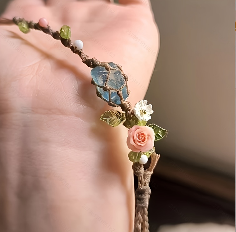 quality natural bracelet     natural and synthetic fiber rope april birthstone   blue starry elements suitable for daily wear parties vacations valentines day earth day new year seasonal accessories daily wear wreath     design bouquet accessories halloween christmas outfit gift for teenager Product details 1