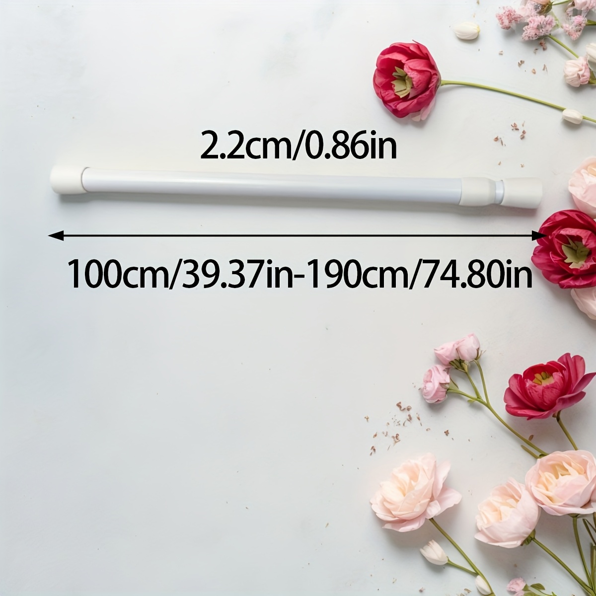 TEMU 1pc, Metal Shower Curtain Rod, Adjustable Tension Curtain Rod For Bathroom, Kitchen, Window Sill, Balcony, Living Room, Door Curtains, Wardrobe