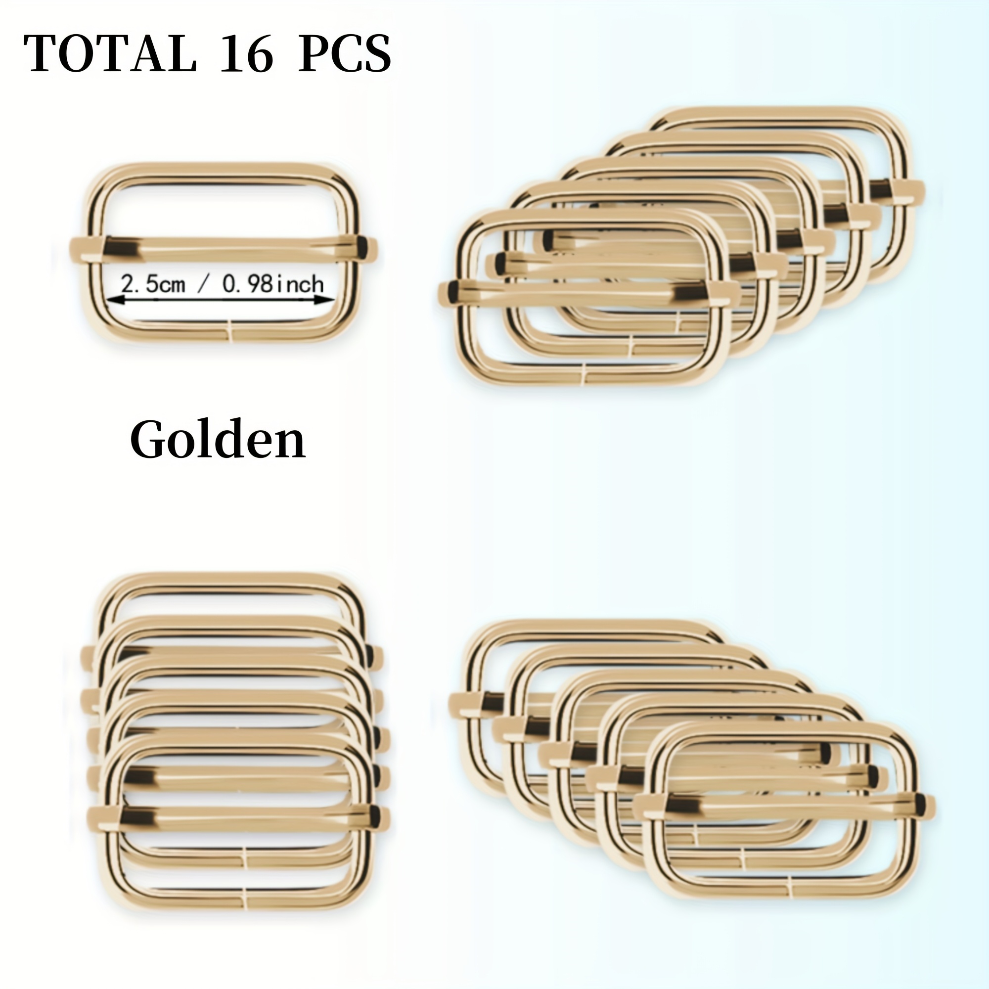 TEMU 16pcs Diy Wallet Making Kit - Adjustable Metal Sliders, 3-slider Rectangular Adjusters For Backpacks, Bags, Straps, Watch Bands & High-end