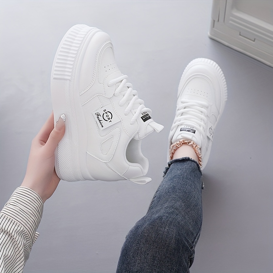 zapatillas casuales blancas caña media mujer gruesa Temu Spain