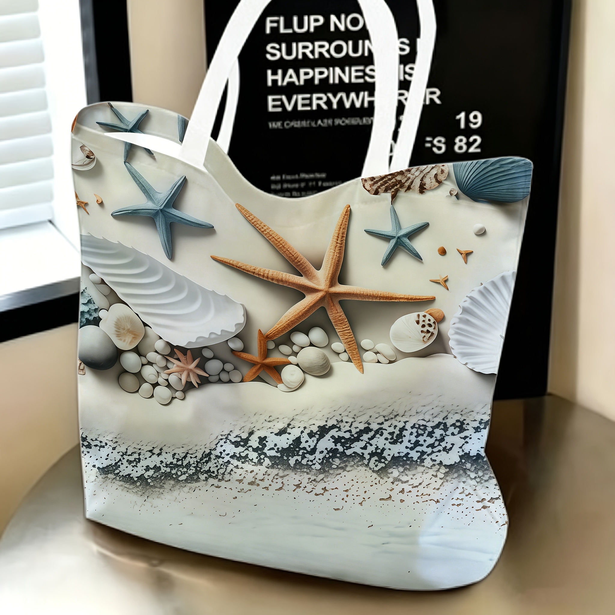 E-shop ., Umhängetasche, Damen-Crossbody-Tasche mit Seestern- Muschel-Strandmuster-Thema, multifunktionale Tragetasche, Handtasche, wiederverwendbar,