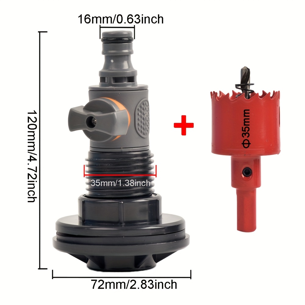 Rain Barrel Overflow Kit With Hole Punch - 16mm Quick Connect Hose Adapter For Aquariums, Pools & Irrigation Systems - Durable Plastic Bulkhead Fitting With Seal Gasket