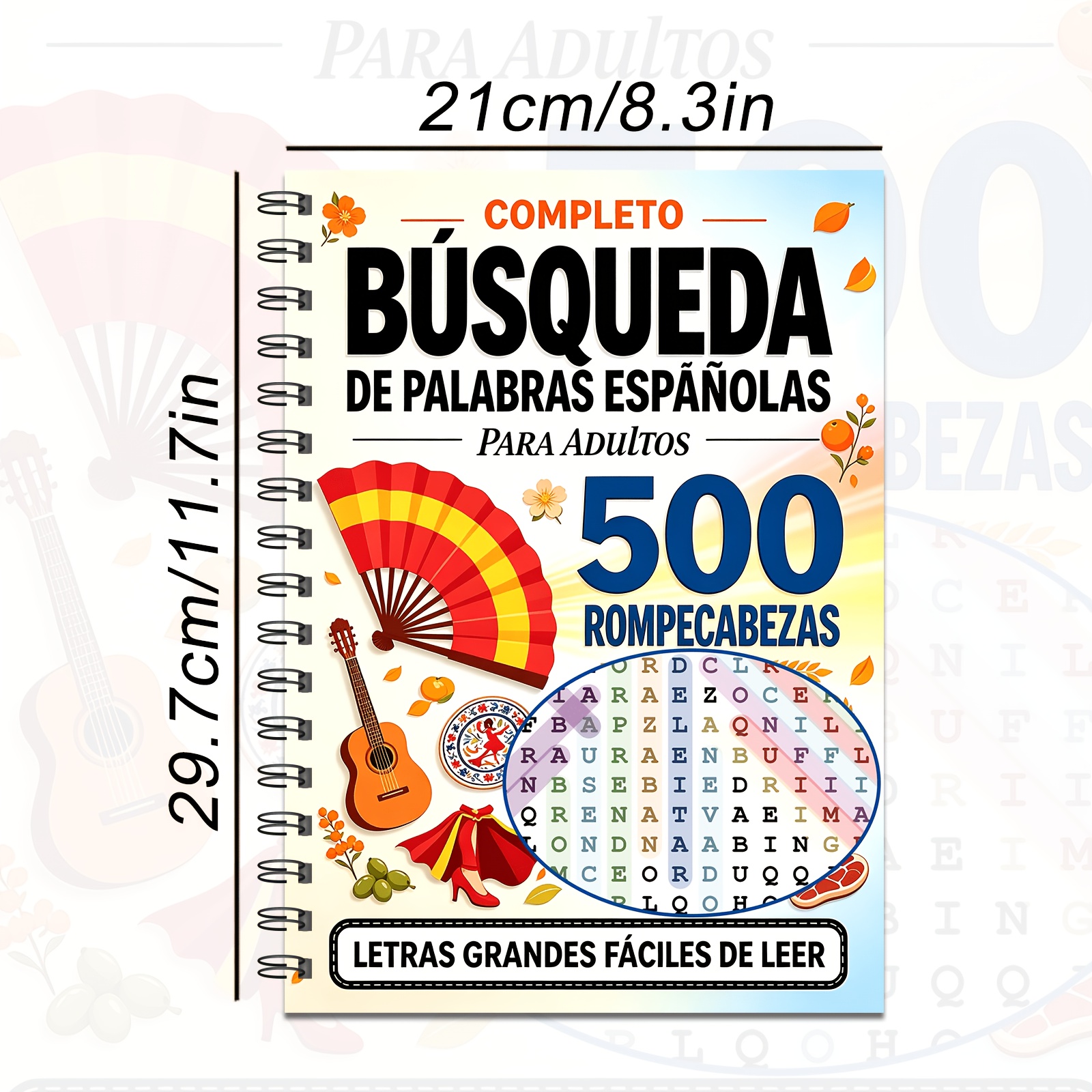 TEMU Libro de con Impresión Grande en Español para Adultos que Aprenden Español, Más de 500 Rompecabezas Relajantes en Español, Actividad Relajante