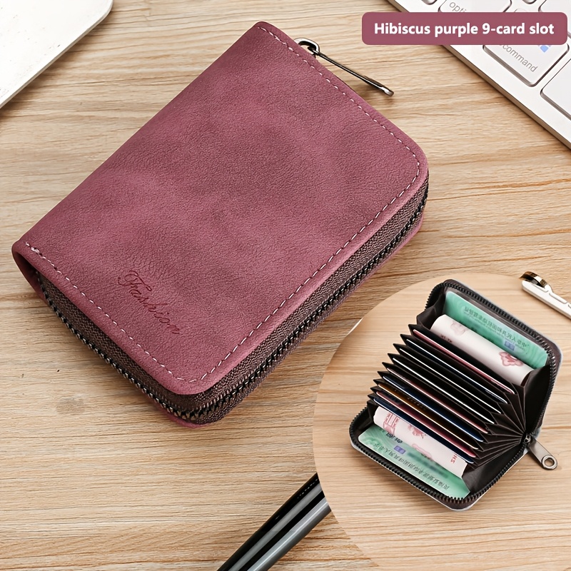 TEMU Portafoglio porta carte retr簷 unisex con chiusura a cerniera - Custodia ultrasottile multitasche a grande capacit� adatta per patente di guida,
