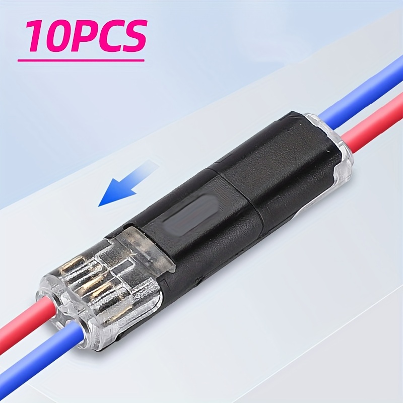 

10pcs D2 Quick Connector, Mini D2 Welding-free Press Wire Terminal, Led Welding-free Wire-free Wiring Terminal D2 Double-wire Mutual Plug-in Type Pull-able Connector Power Guide Wire-to-wire