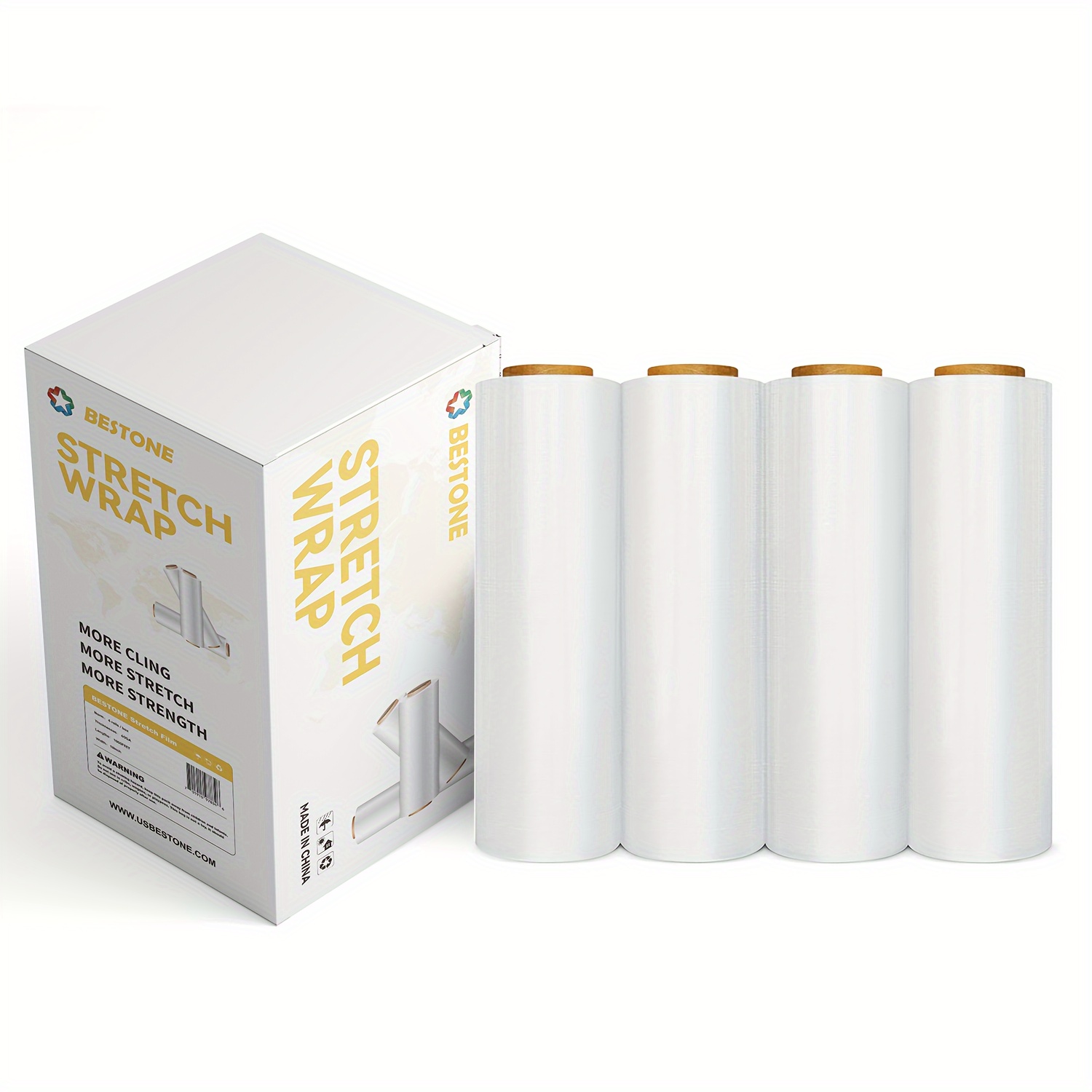 

1 Roll/4 Rolls - 18 Plastic Film Packaging, 60ga 1000 Feet Per 500% Clear Plastic Adhesive Packaging Moving Packaging