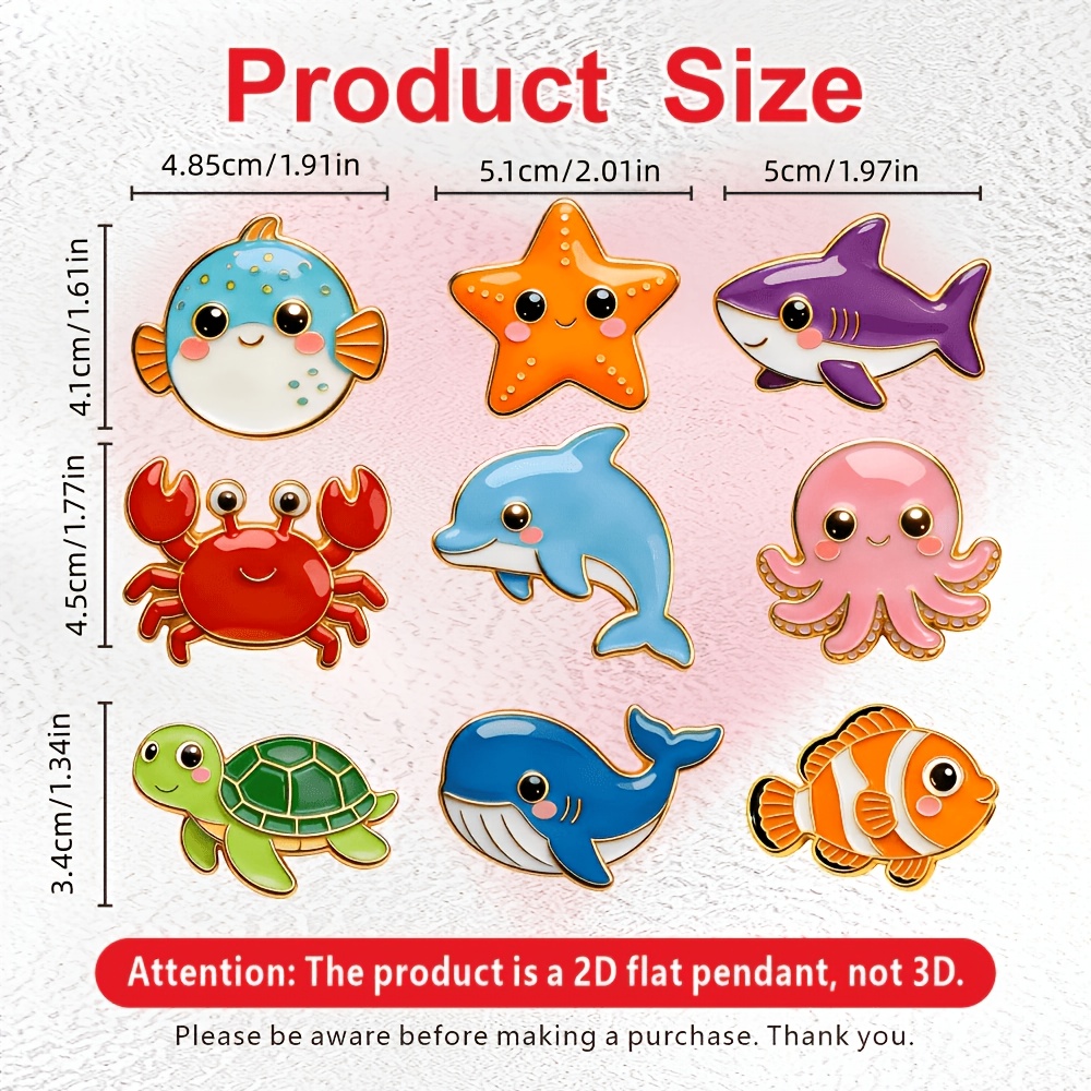 TEMU Ensemble de 9 aimants de réfrigérateur en acrylique avec divers d'animaux de dessins animés mignons, de taille, adaptés , , au blanc, au placard