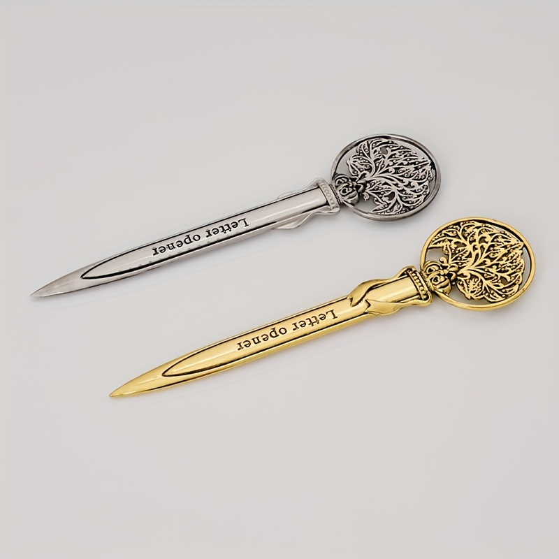 

Vintage Tree Of Life Design Zinc Alloy Letter Openers, Dual-pack, Antique Metal Envelope Slitter Set For Personal And Office Use