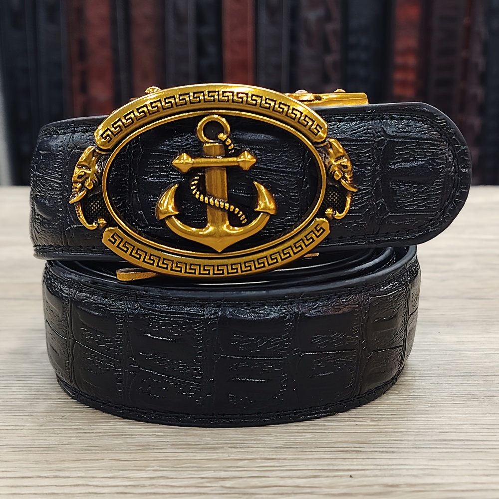 Men's Casual Automatic Buckle Leather Belt
