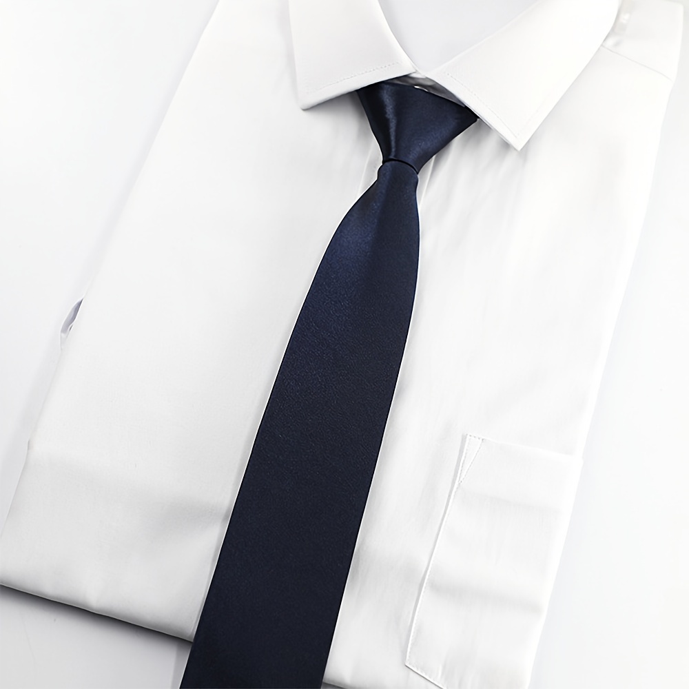 1pc 5cm 1 97in narrow edge smooth solid tie polyester woven