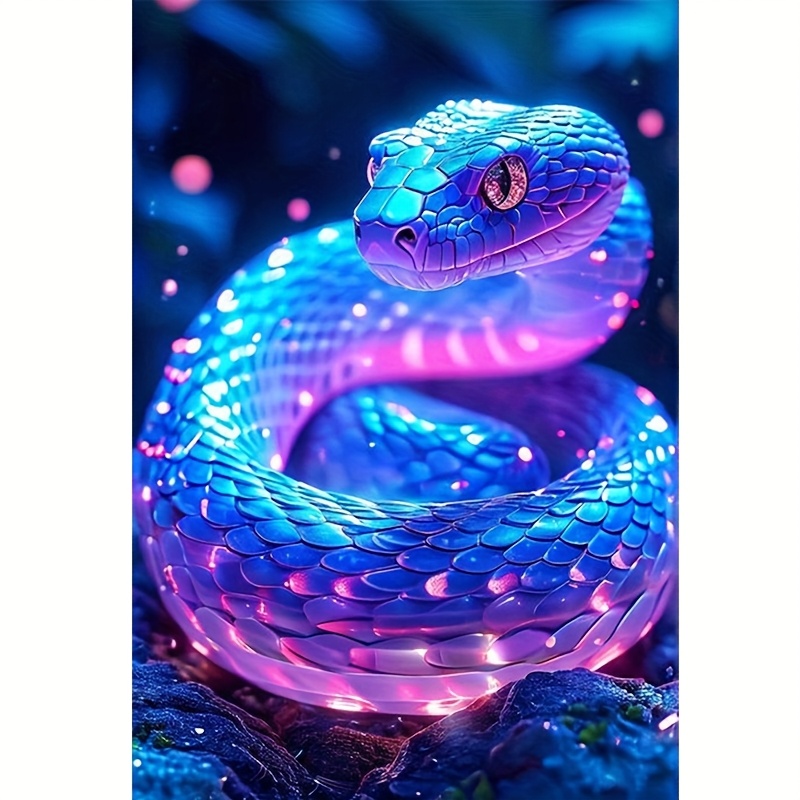 

1pc Purple Snake 5d Diamond Painting Kit, 11.8x15.8 Inch , Drill Mosaic Art Set For Beginners & Crafts Enthusiasts - Vibrant Wall Decor, Ideal Holiday Gift, Diamond Art