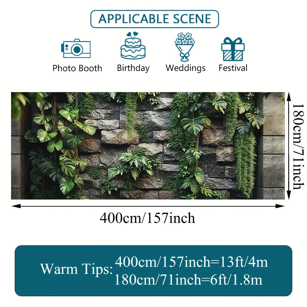 TEMU 2d Door Banner 1pc Green Vine Wall Garage Door Banner - Large Polyester Fabric Decoration, Natural , & Stylish For Outdoor Events, Photo Booths, And Trendy Decor, Garage Decor
