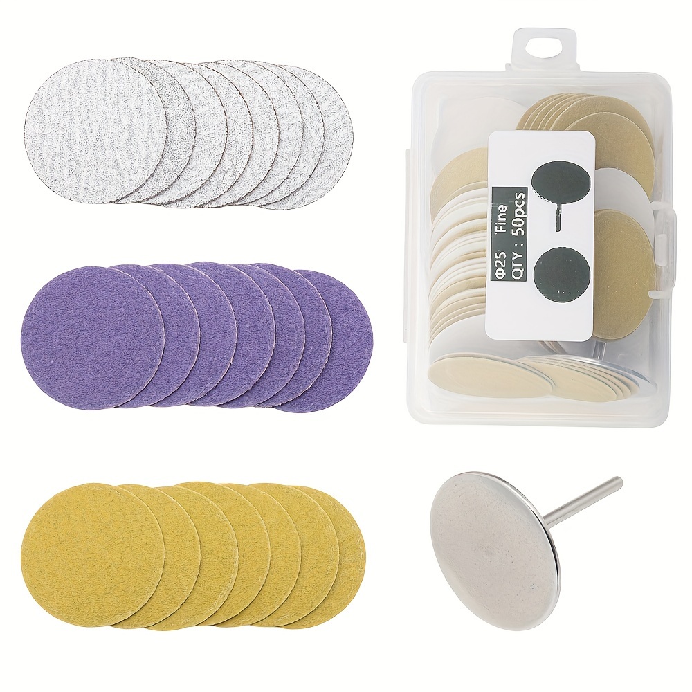 

50pcs/box Sanding Paper Discs With Metal Nail Drill Bit Set: Replacement Self-adhesive Sandpaper Discs For Electric Foot File, Callus Remover, Polishing, Craft, Manicure, Pedicure - No Fragrance