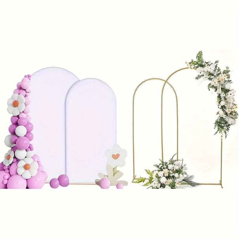 

Metal Arch Stand And Cover Set, Set Of 2 Golden Metal Wedding Arch Backdrop Stand With 2pcs Set White Spandex Covers Wedding Arched Stand Frame For Parties Birthday Bridal Banquet Decoration