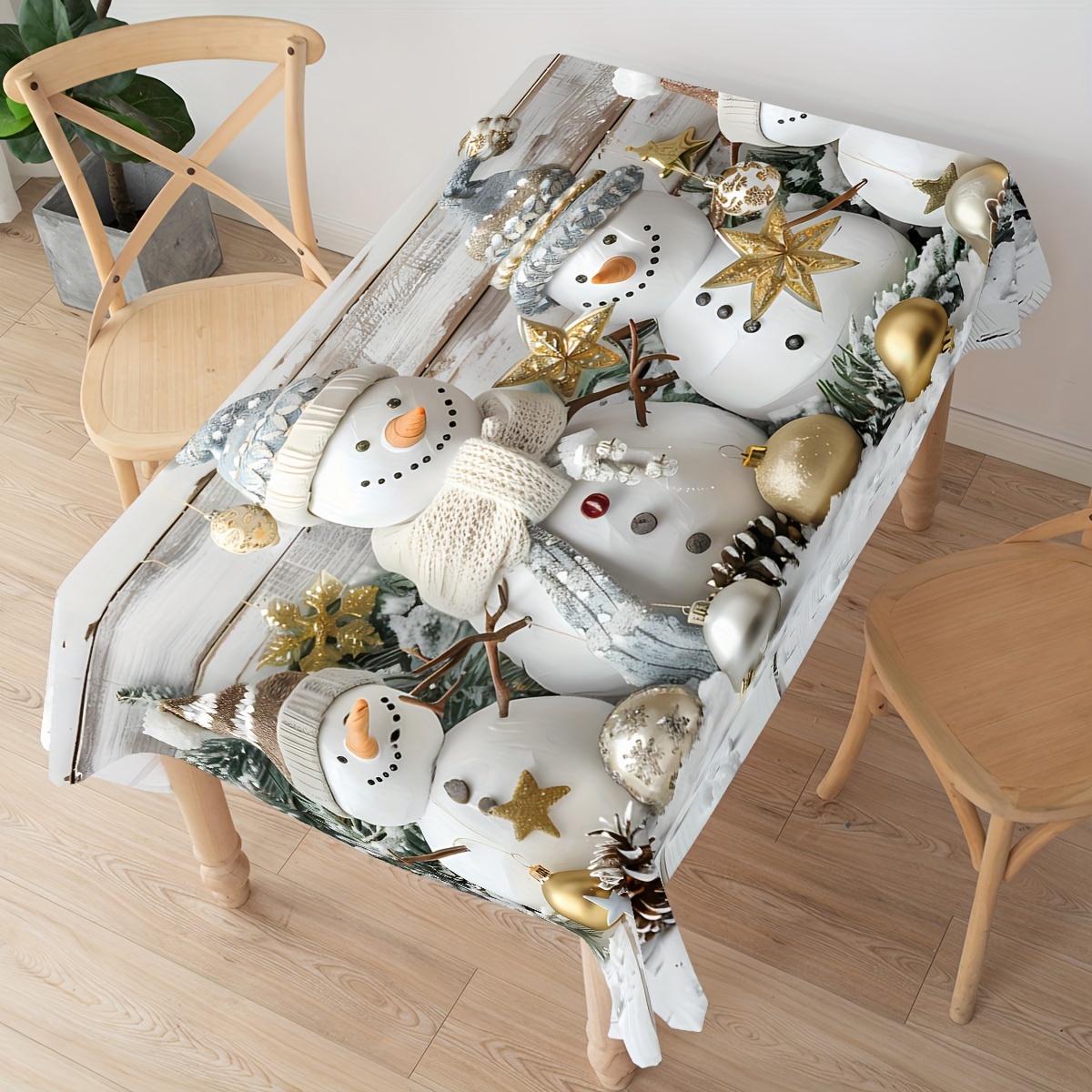 

Christmas Tablecloth - Waterproof & Stain Resistant, Featuring Santa, Snowmen & More, Indoor/outdoor Dining Decor