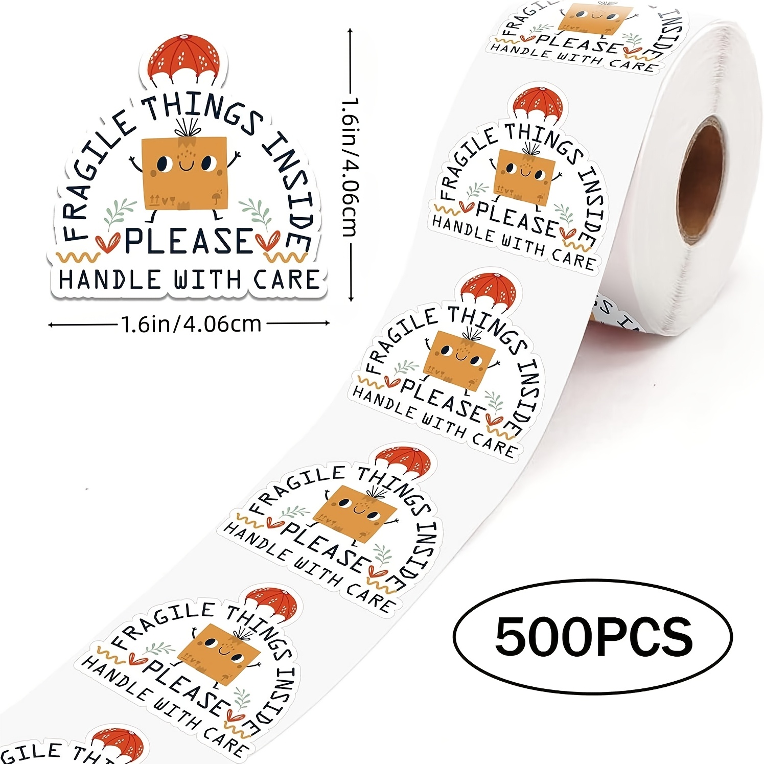 TEMU 500 Sheets Fragile Stickers For Shipping, Mixed Colors, Paper Material, Online Retailers Mail Envelope Packaging Stickers Label, Small Business