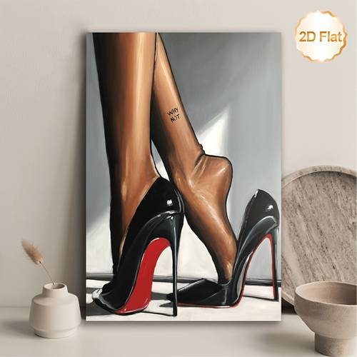 2d flat 2d flat 1pc fashion high heel shoes wall art frameless 2d flat printing on canvas this stylish decor is perfect as a gift and enhances of any room bedroom classroom or kitchen