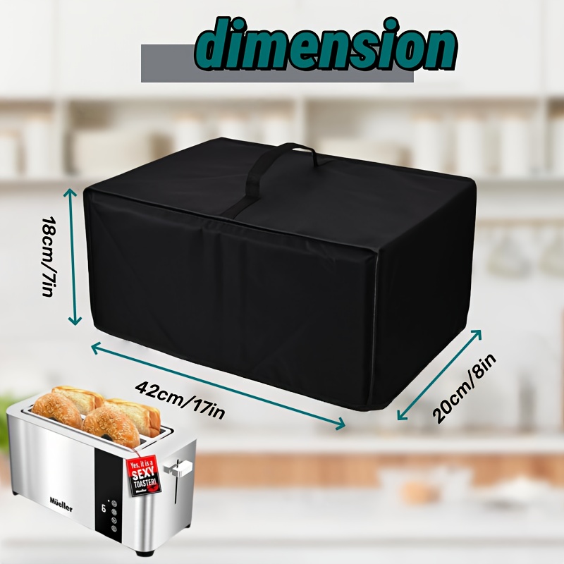 A Dust-proof Toaster Oven Cover, Suitable For 4- Toaster Covers, Dimensions 17x8x7in, Colour Black
